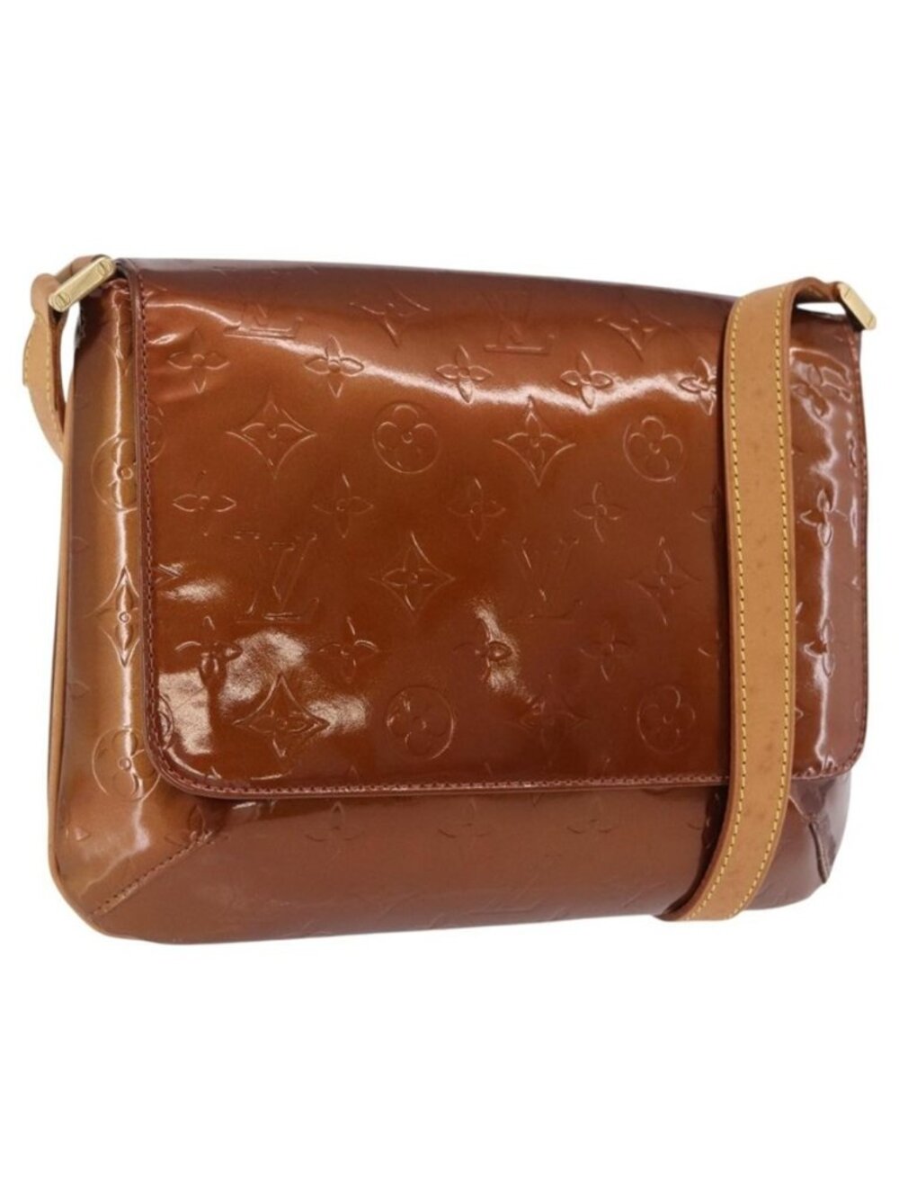 Authentic LOUIS VUITTON Monogram Vernis Thompson Street Bag Bronze M91124 LV